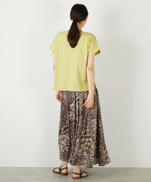 MELROSE claire(メルローズ クレール)の「【接触冷感加工タックデザインフレンチスリーブカットプル】(Tシャツ/カットソー・レディース・ライトグレー/ダークネイビー/イエロー・FREE)」の21枚目の写真