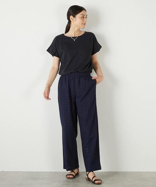 MELROSE claire(メルローズ クレール)の「【接触冷感加工タックデザインフレンチスリーブカットプル】(Tシャツ/カットソー・レディース・ライトグレー/ダークネイビー/イエロー・FREE)」の15枚目の写真