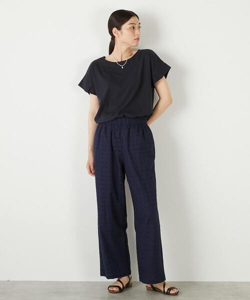 MELROSE claire(メルローズ クレール)の「【接触冷感加工タックデザインフレンチスリーブカットプル】(Tシャツ/カットソー・レディース・ライトグレー/ダークネイビー/イエロー・FREE)」の20枚目の写真