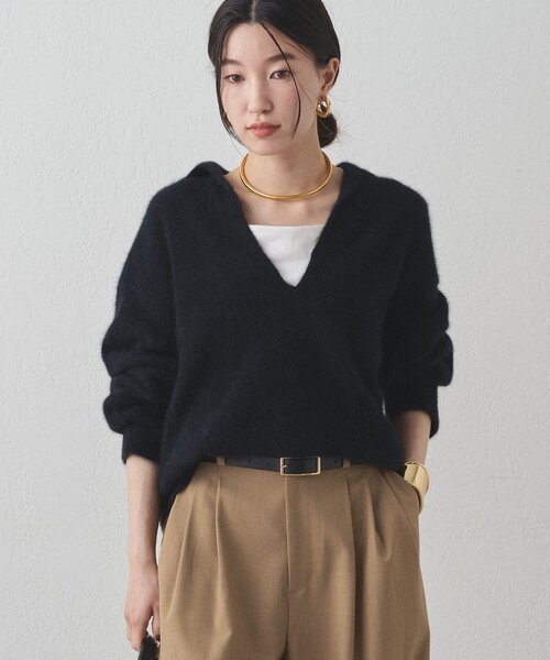 LOUNGEDRESS（ラウンジドレス）の「FURウールスキッパーニット（ニット/セーター・レディース・ピンク/ブラック/モカ・FREE）」の9枚目の写真