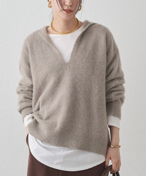 LOUNGEDRESS（ラウンジドレス）の「FURウールスキッパーニット（ニット/セーター・レディース・ピンク/ブラック/モカ・FREE）」の3枚目の写真