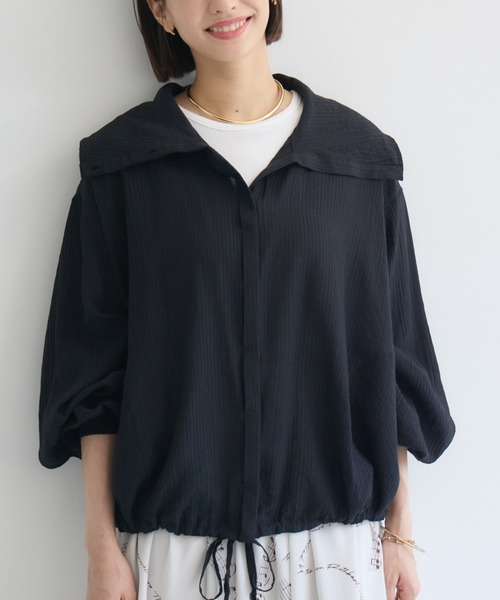 KATHARINE ROSS（キャサリンロス）の「【KATHARINE ROSS】ドビーストライプブルゾン（ブルゾン・レディース・ブラック/オフホワイト・MEDIUM）」の2枚目の写真