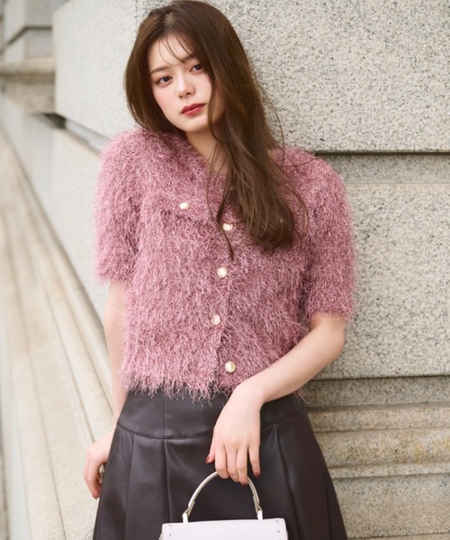 JILL by JILL STUART（ジルバイジルスチュアート）の「◇ラメフェザーニットジャケット（ニット/セーター・レディース・ブルー/ピンク/グリーン/ブラウン・FREE）」の2枚目の写真