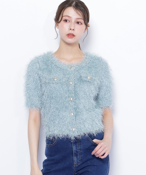 セール】◇ラメフェザーニットジャケット（ニット/セーター）｜JILL by