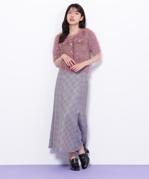 JILL by JILL STUART（ジルバイジルスチュアート）の「◇ラメフェザーニットジャケット（ニット/セーター・レディース・ブルー/ピンク/グリーン/ブラウン・FREE）」の9枚目の写真