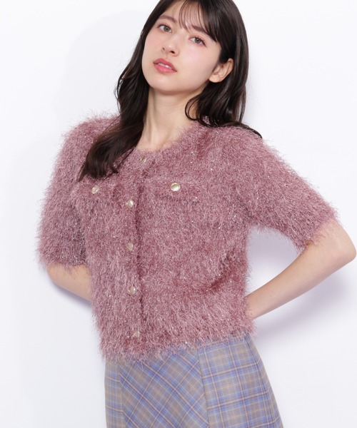 JILL by JILL STUART（ジルバイジルスチュアート）の「◇ラメフェザーニットジャケット（ニット/セーター・レディース・ブルー/ピンク/グリーン/ブラウン・FREE）」の5枚目の写真