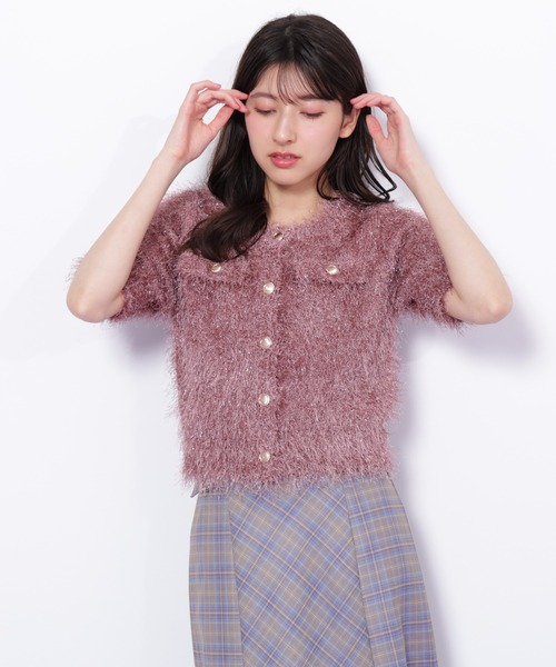 JILL by JILL STUART（ジルバイジルスチュアート）の「◇ラメフェザーニットジャケット（ニット/セーター・レディース・ブルー/ピンク/グリーン/ブラウン・FREE）」の8枚目の写真