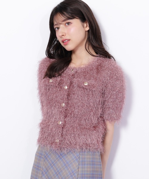 JILL by JILL STUART（ジルバイジルスチュアート）の「◇ラメフェザーニットジャケット（ニット/セーター・レディース・ブルー/ピンク/グリーン/ブラウン・FREE）」の6枚目の写真