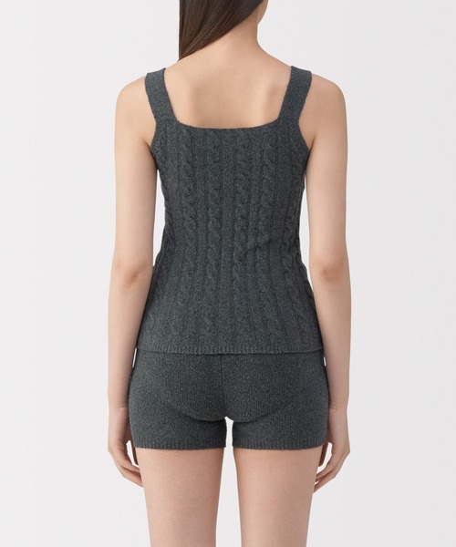 婦人 コットン混もこもこニットブラタンクトップ ケーブル柄（インナー