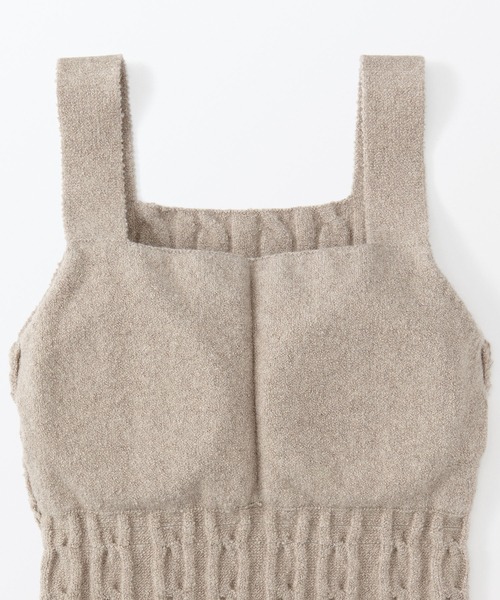 無印良品　コットン混　もこもこ　ニットブラ　タンクトップ　ケーブル柄　M 婦人 コットン混もこもこニットブラタンクトップ ケーブル柄（インナー