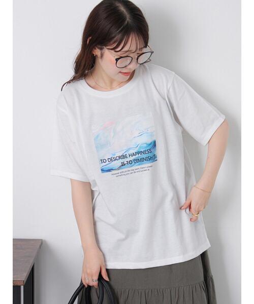 ehka sopo(エヘカソポ)の「ニュアンスフォトTシャツ(Tシャツ/カットソー・レディース・オフホワイト/グレー/ブラック・F)」の2枚目の写真