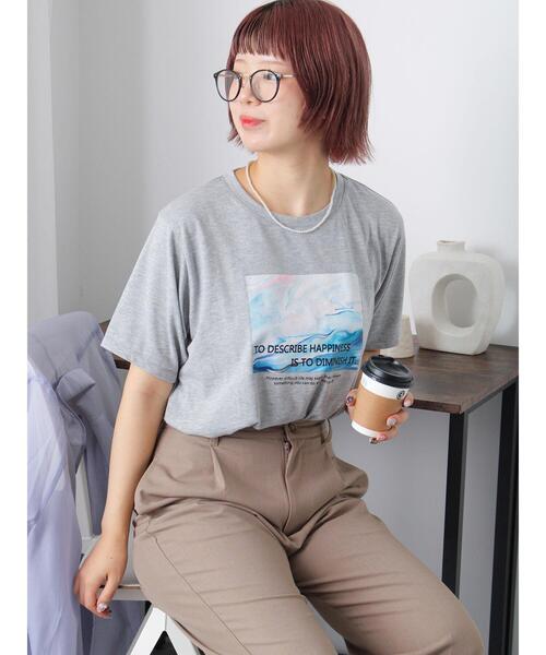 ehka sopo(エヘカソポ)の「ニュアンスフォトTシャツ(Tシャツ/カットソー・レディース・オフホワイト/グレー/ブラック・F)」の4枚目の写真