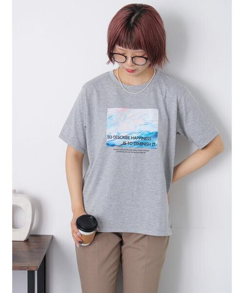 ehka sopo(エヘカソポ)の「ニュアンスフォトTシャツ(Tシャツ/カットソー・レディース・オフホワイト/グレー/ブラック・F)」の6枚目の写真