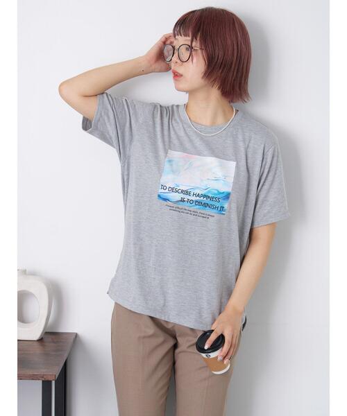 ehka sopo(エヘカソポ)の「ニュアンスフォトTシャツ(Tシャツ/カットソー・レディース・オフホワイト/グレー/ブラック・F)」の7枚目の写真