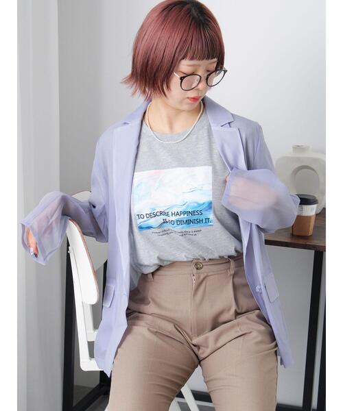 ehka sopo(エヘカソポ)の「ニュアンスフォトTシャツ(Tシャツ/カットソー・レディース・オフホワイト/グレー/ブラック・F)」の12枚目の写真