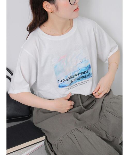 ehka sopo(エヘカソポ)の「ニュアンスフォトTシャツ(Tシャツ/カットソー・レディース・オフホワイト/グレー/ブラック・F)」の14枚目の写真
