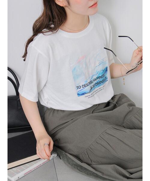 ehka sopo(エヘカソポ)の「ニュアンスフォトTシャツ(Tシャツ/カットソー・レディース・オフホワイト/グレー/ブラック・F)」の15枚目の写真