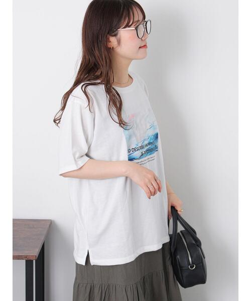 ehka sopo(エヘカソポ)の「ニュアンスフォトTシャツ(Tシャツ/カットソー・レディース・オフホワイト/グレー/ブラック・F)」の17枚目の写真