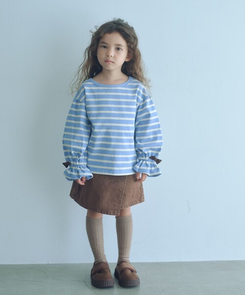 green label relaxing(グリーンレーベルリラクシング)の「ボーダー キャンディスリーブ Tシャツ / キッズ 100cm-160㎝◎(Tシャツ/カットソー・キッズ・ライトブルー/ライトピンク・150cm/160cm/130cm/120cm/140cm/110cm/100cm)」の3枚目の写真