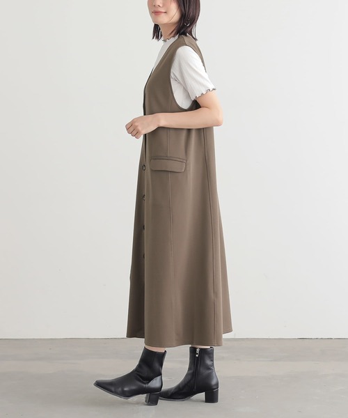 n'OrLABEL（ノアールレーベル）の「【機能素材】『リブカットソー＆前あきワンピースセット』（ワンピース・レディース・ブラック/モカ・1/2）」の18枚目の写真