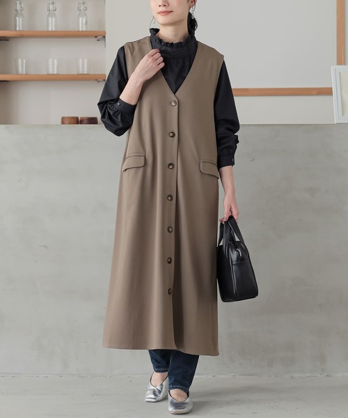 n'OrLABEL（ノアールレーベル）の「【機能素材】『リブカットソー＆前あきワンピースセット』（ワンピース・レディース・ブラック/モカ・1/2）」の22枚目の写真