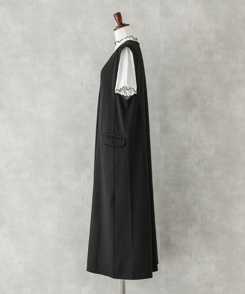 n'OrLABEL（ノアールレーベル）の「【機能素材】『リブカットソー＆前あきワンピースセット』（ワンピース・レディース・ブラック/モカ・1/2）」の3枚目の写真