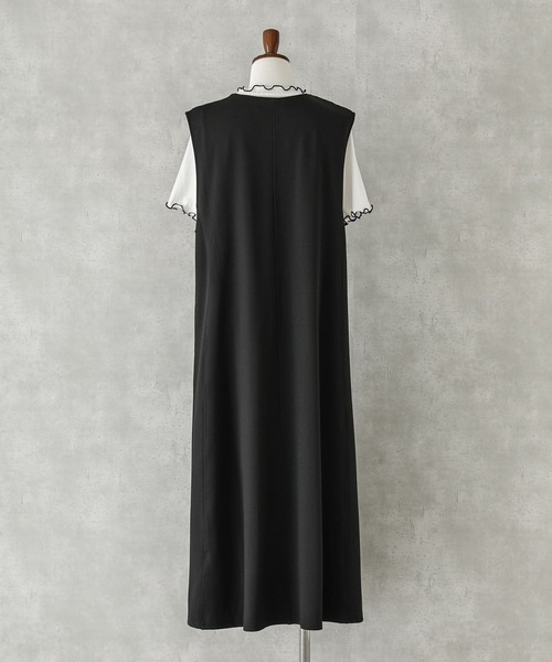 n'OrLABEL（ノアールレーベル）の「【機能素材】『リブカットソー＆前あきワンピースセット』（ワンピース・レディース・ブラック/モカ・1/2）」の4枚目の写真