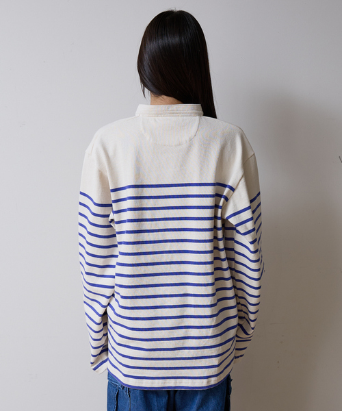 ABAHOUSE（アバハウス）の「【BARBARRIAN / バーバリアン】12ozHEAVYHEAVY WEIGHT HENLEY LONG /ポロシャツ/ラガーシャツ/ユニセックス【WEB限定】（ポロシャツ・メンズ・ブルー・S/M/L/XL）」の5枚目の写真