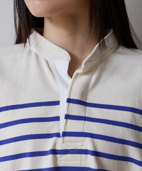 ABAHOUSE（アバハウス）の「【BARBARRIAN / バーバリアン】12ozHEAVYHEAVY WEIGHT HENLEY LONG /ポロシャツ/ラガーシャツ/ユニセックス【WEB限定】（ポロシャツ・メンズ・ブルー・S/M/L/XL）」の6枚目の写真