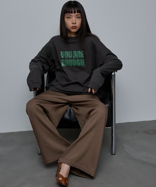 NOMINE(ノミネ)の「【ユニセックス】オーバーシルエット ロゴ ロンT(Tシャツ/カットソー・レディース・ホワイト/チャコールグレー/ライトグレー・M/L)」の14枚目の写真