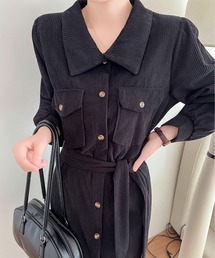 Maison Calme（メゾンカルム）の「【ベルト付き】 コーデュロイ ロング シャツワンピース（シャツワンピース・レディース）」