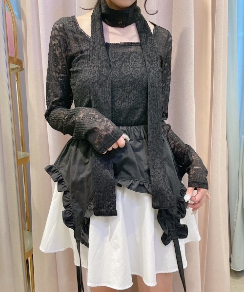 lilLilly(リルリリー)の「レースチョーカートップス(Tシャツ/カットソー・レディース・ホワイト/ブラック・FREE)」の13枚目の写真