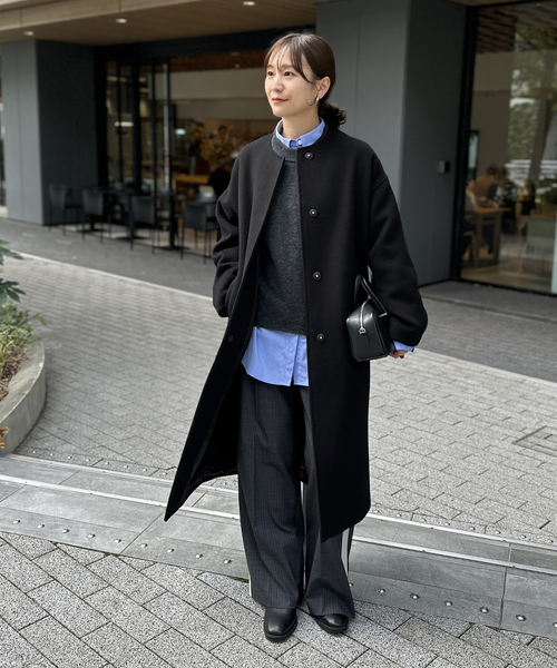 追加》スーパー140ビーバーノーカラーコート（ノーカラーコート