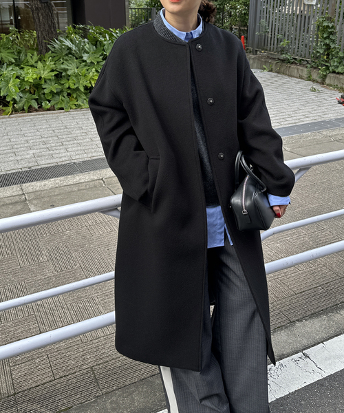 ジャーナルスタンダードスーパービーバーダブルロングコートブラック スーパー140ビーバーダブルロングコート | ジャーナルスタンダード