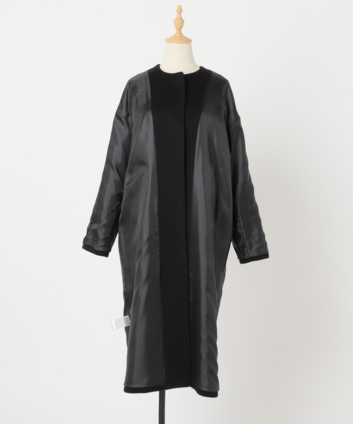 ジャーナルスタンダード　スーパー140ビーバーノーカラーコート　黒　38 JOURNAL STANDARD（ジャーナルスタンダード） ノーカラーコート コート