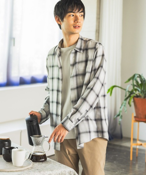 GLOBAL WORK（グローバルワーク）の「ビエラチェックシャツ/長袖/499838（シャツ/ブラウス・メンズ・ダークブラウン/ホワイト系その他2・MEDIUM/SMALL/X-LARGE/LARGE）」の5枚目の写真