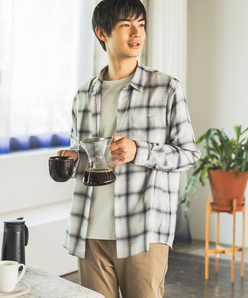 GLOBAL WORK（グローバルワーク）の「ビエラチェックシャツ/長袖/499838（シャツ/ブラウス・メンズ・ダークブラウン/ホワイト系その他2・MEDIUM/SMALL/X-LARGE/LARGE）」の6枚目の写真