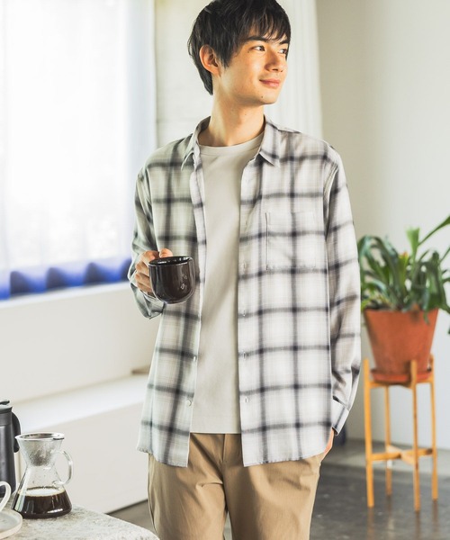 GLOBAL WORK（グローバルワーク）の「ビエラチェックシャツ/長袖/499838（シャツ/ブラウス・メンズ・ダークブラウン/ホワイト系その他2・MEDIUM/SMALL/X-LARGE/LARGE）」の7枚目の写真