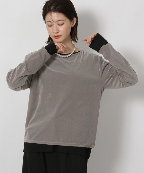 LAKOLE（ラコレ）の「シアーベロア長袖Ｔ / 594666（Tシャツ/カットソー・レディース・ブラック/アイボリー/グレー/ネイビー/イエロー/ブラウン・FREE）」の2枚目の写真