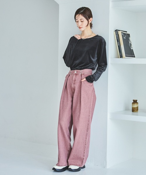 LAKOLE（ラコレ）の「シアーベロア長袖Ｔ / 594666（Tシャツ/カットソー・レディース・ブラック/アイボリー/グレー/ネイビー/イエロー/ブラウン・FREE）」の7枚目の写真