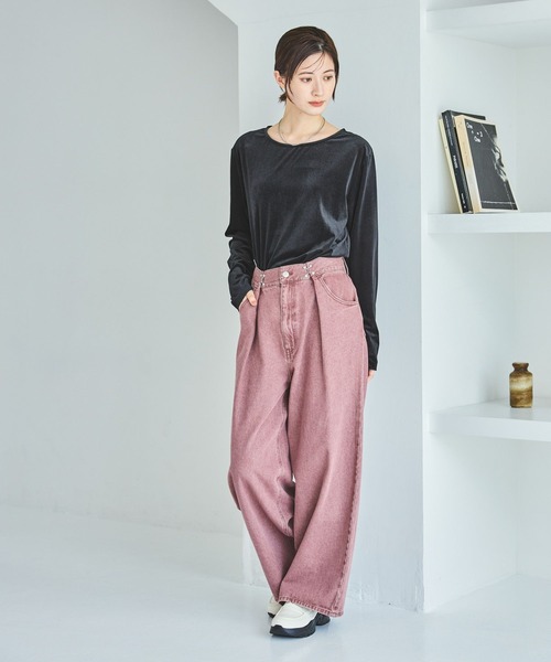LAKOLE（ラコレ）の「シアーベロア長袖Ｔ / 594666（Tシャツ/カットソー・レディース・ブラック/アイボリー/グレー/ネイビー/イエロー/ブラウン・FREE）」の8枚目の写真