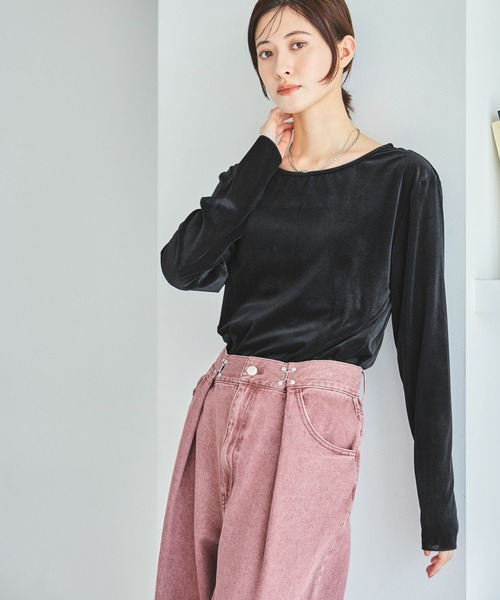 LAKOLE（ラコレ）の「シアーベロア長袖Ｔ / 594666（Tシャツ/カットソー・レディース・ブラック/アイボリー/グレー/ネイビー/イエロー/ブラウン・FREE）」の9枚目の写真