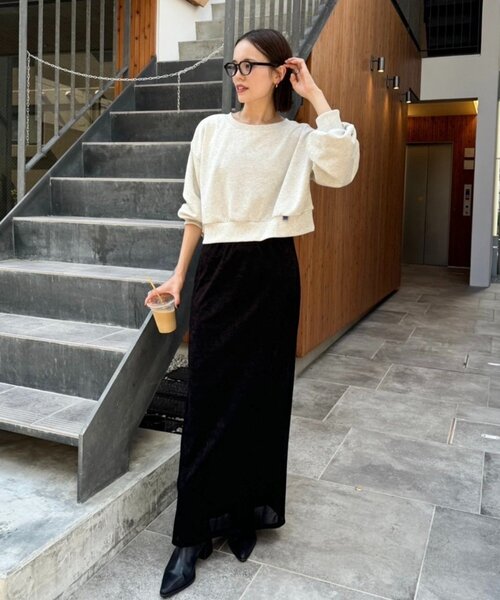 mystic(ミスティック)の「25AWショートスウェット(スウェット・レディース・アイボリー/グレー・FREE)」の4枚目の写真