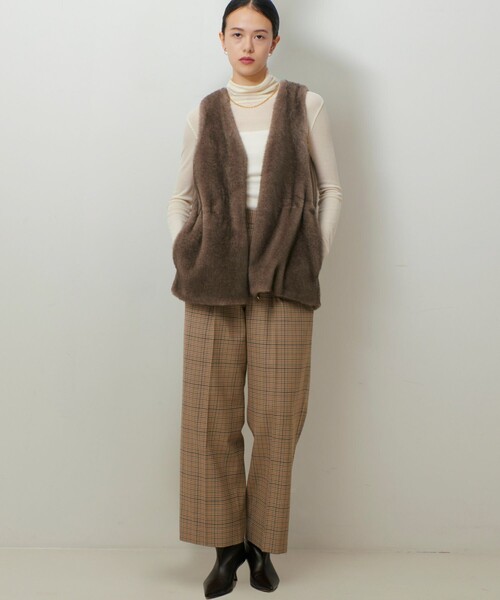 qualite(カリテ)の「【セットアップ対応】TWツイルチェックパンツ(その他パンツ・レディース・ベージュ・36/38)」の2枚目の写真