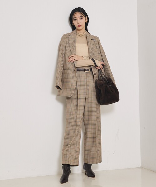 qualite(カリテ)の「【セットアップ対応】TWツイルチェックパンツ(その他パンツ・レディース・ベージュ・36/38)」の3枚目の写真