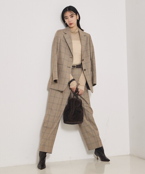 qualite(カリテ)の「【セットアップ対応】TWツイルチェックパンツ(その他パンツ・レディース・ベージュ・36/38)」の4枚目の写真