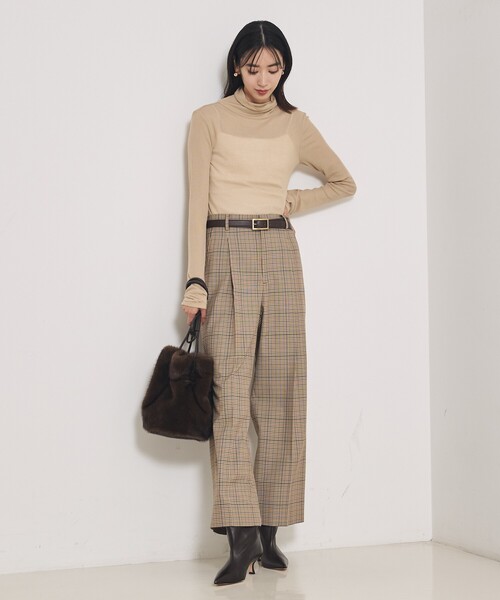 qualite(カリテ)の「【セットアップ対応】TWツイルチェックパンツ(その他パンツ・レディース・ベージュ・36/38)」の6枚目の写真
