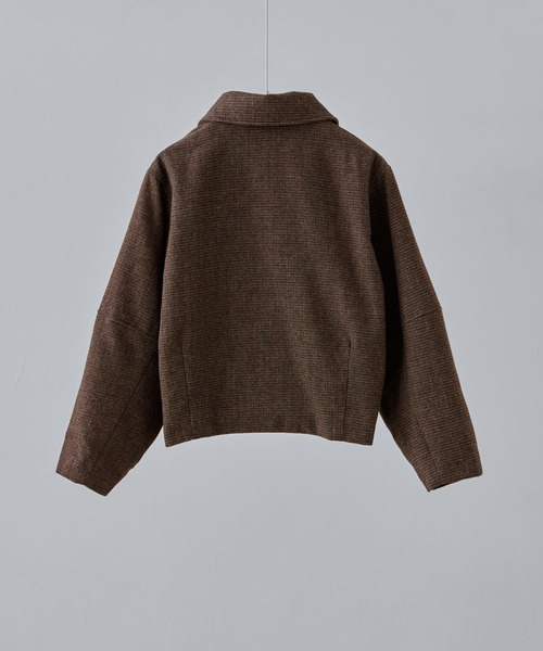 チェックツイードコクーンスリーブジャケット（ブルゾン）｜etoll