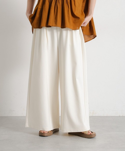 studio CLIP（スタディオクリップ）の「シルケットポンチタックワイドパンツ[プチサイズあり]（その他パンツ・レディース・ブラック/オフホワイト/スモーク・FREE/PF）」の5枚目の写真