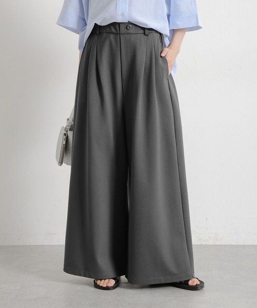 studio CLIP（スタディオクリップ）の「シルケットポンチタックワイドパンツ[プチサイズあり]（その他パンツ・レディース・ブラック/オフホワイト/スモーク・FREE/PF）」の10枚目の写真